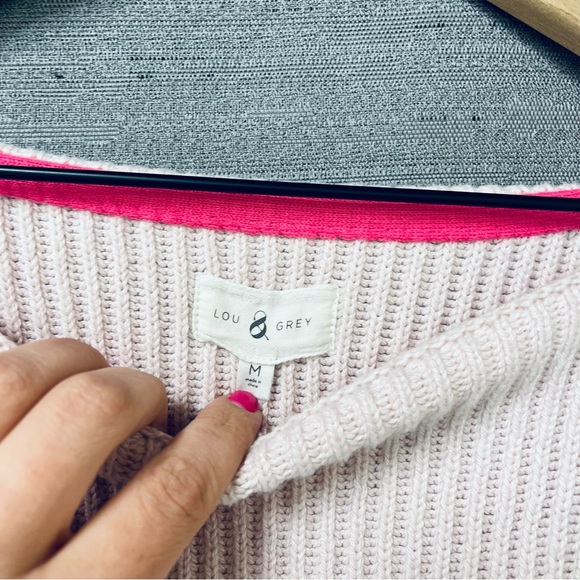 Lou & Grey Oversized Light Pink Knit 3/4 Length Sleeve Boxy Sweater Size Medium - Picture 3 of 10